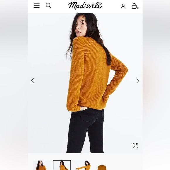Madewell Northfield Mock Neck Chunky Funnel Knit Harvest Gold Sweater - Picture 4 of 13